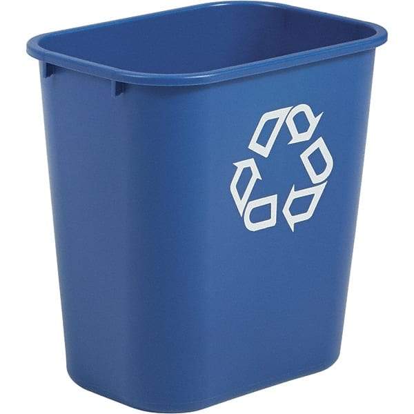 Rubbermaid - 28 Qt Blue Rectangle Recycling Container - Polyethylene, 15" High x 14.38" Long x 10-1/4" Wide - Apex Tool & Supply