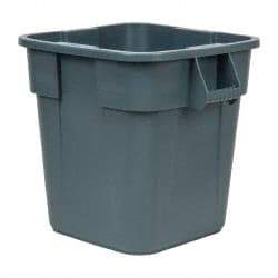 Rubbermaid - 28 Gal Gray Square Trash Can - Polyethylene, 22-1/2" High x 21-1/2" Long x 21-1/2" Wide - Apex Tool & Supply