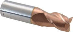 Accupro - 11/16", 1" LOC, 3/4" Shank Diam, 3" OAL, 3 Flute, Solid Carbide Square End Mill - Single End, TiCN Finish, Spiral Flute, 40° Helix, Centercutting, Right Hand Cut, Right Hand Flute - Apex Tool & Supply