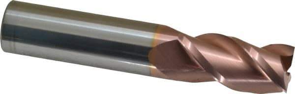 Accupro - 3/4", 1-1/2" LOC, 3/4" Shank Diam, 4" OAL, 3 Flute, Solid Carbide Square End Mill - Single End, TiCN Finish, Spiral Flute, 40° Helix, Centercutting, Right Hand Cut, Right Hand Flute - Apex Tool & Supply