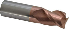 Accupro - 3/4", 1" LOC, 3/4" Shank Diam, 3" OAL, 3 Flute, Solid Carbide Square End Mill - Single End, TiCN Finish, Spiral Flute, 40° Helix, Centercutting, Right Hand Cut, Right Hand Flute - Apex Tool & Supply