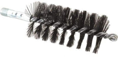 Schaefer Brush - 4-1/2" Brush Length, 2-1/4" Diam, Double Stem, Single Spiral Flue Brush - 7-1/2" Long, Tempered Steel Wire, 1/4" NPSM Male Connection - Apex Tool & Supply