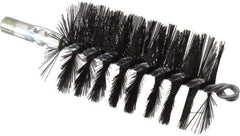 Schaefer Brush - 4-1/2" Brush Length, 2-3/4" Diam, Double Stem, Single Spiral Flue Brush - 7-1/2" Long, Tempered Steel Wire, 1/4" NPSM Male Connection - Apex Tool & Supply