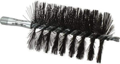 Schaefer Brush - 4-1/2" Brush Length, 3" Diam, Double Stem, Single Spiral Flue Brush - 7-1/2" Long, Tempered Steel Wire, 1/4" NPSM Male Connection - Apex Tool & Supply