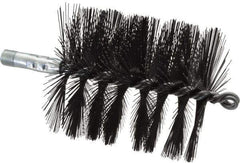 Schaefer Brush - 4-1/2" Brush Length, 4" Diam, Double Stem, Single Spiral Flue Brush - 7-1/2" Long, Tempered Steel Wire, 1/4" NPSM Male Connection - Apex Tool & Supply