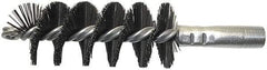 Schaefer Brush - 4-1/2" Brush Length, 2-1/2" Diam, Extra Heavy Filled Double Stem, Single Spiral Flue Brush - 8" Long, Tempered Steel Wire, 3/8" NPSM Male Connection - Apex Tool & Supply