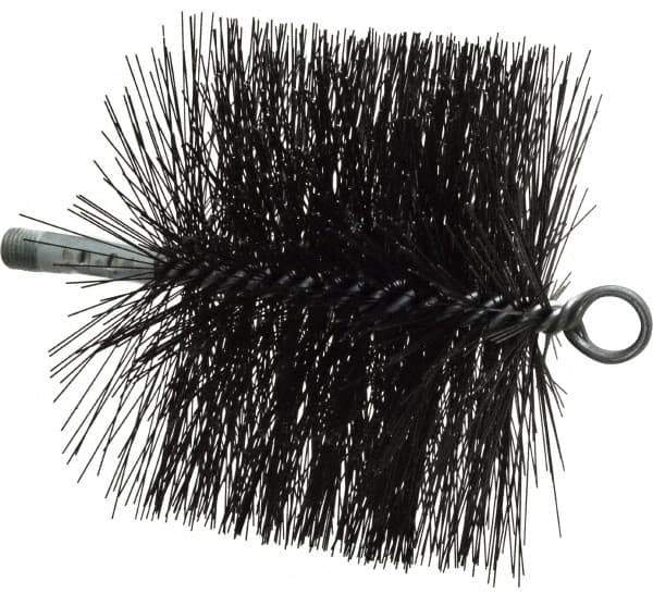 Schaefer Brush - 4-1/2" Brush Length, 6" Diam, Double Stem, Double Spiral Tube Brush - 7-1/2" Long, Tempered Steel Wire, 1/4" NPT Male Connection - Apex Tool & Supply