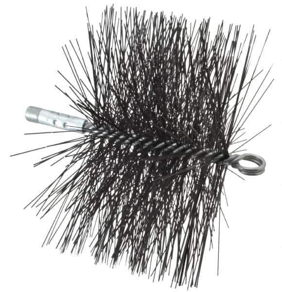 Schaefer Brush - 4-1/2" Brush Length, 8" Diam, Double Stem, Double Spiral Tube Brush - 7-1/2" Long, Tempered Steel Wire, 1/4" NPT Male Connection - Apex Tool & Supply