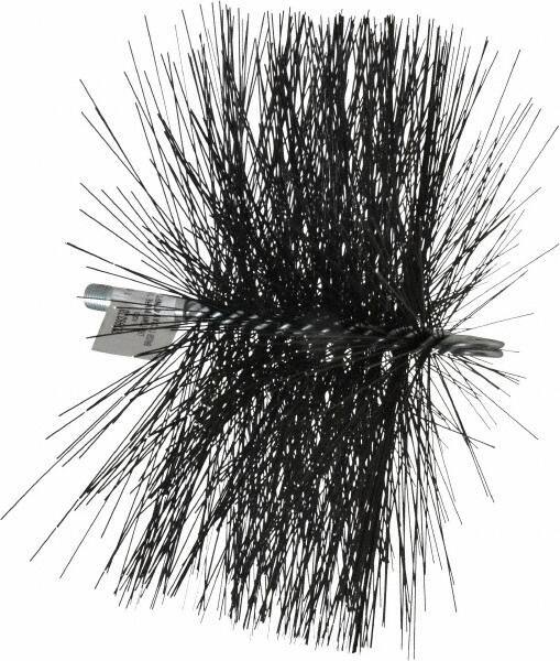 Schaefer Brush - 4-1/2" Brush Length, 11" Diam, Double Stem, Double Spiral Tube Brush - 7-1/2" Long, Tempered Steel Wire, 1/4" NPT Male Connection - Apex Tool & Supply