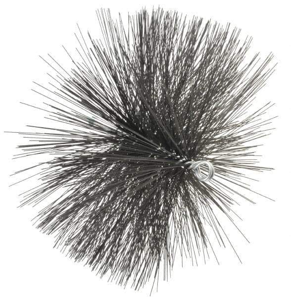 Schaefer Brush - 4-1/2" Brush Length, 12" Diam, Double Stem, Double Spiral Tube Brush - 7-1/2" Long, Tempered Steel Wire, 1/4" NPT Male Connection - Apex Tool & Supply