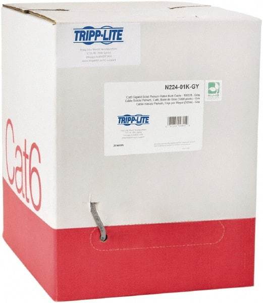 Tripp-Lite - Cat6, 24 AWG, 8 Wires, 550 MHz, Unshielded Network & Ethernet Cable - Gray, PVC, 1,000' OAL - Apex Tool & Supply