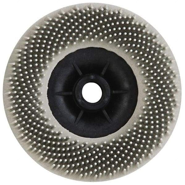 3M - 4-1/2" 120 Grit Ceramic Straight Disc Brush - Fine Grade, Threaded Hole Connector, 3/4" Trim Length, 5/8-11 Threaded Arbor Hole - Apex Tool & Supply