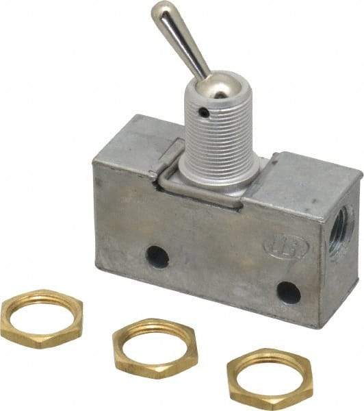ARO/Ingersoll-Rand - 0.195 CV Rate & 7.5 CFM 3 Way Air Valve - Retained Toggle, Manual Return, 150 Max psi - Apex Tool & Supply
