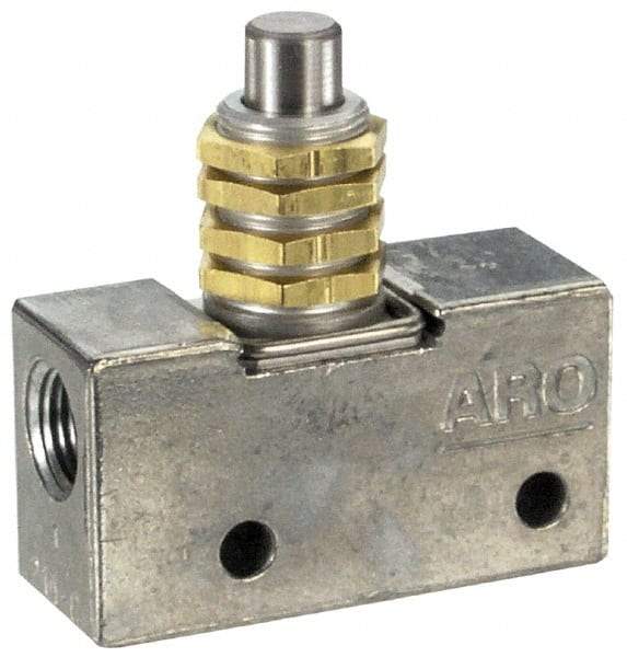 ARO/Ingersoll-Rand - 0.195 CV Rate & 7.5 CFM 3 Way Air Valve - Straight Plunger, Spring Return, 150 Max psi - Apex Tool & Supply