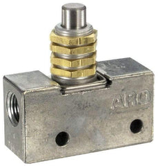 ARO/Ingersoll-Rand - 0.195 CV Rate & 7.5 CFM 3 Way Air Valve - Straight Plunger, Spring Return, 150 Max psi - Apex Tool & Supply
