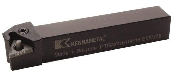 Kennametal - PTGN, Right Hand Cut, 0° Lead Angle, 25mm Shank Height x 25mm Shank Width, Negative Rake Indexable Turning Toolholder - 150mm OAL, TN..1604.. Insert Compatibility, Series Kenlever - Apex Tool & Supply