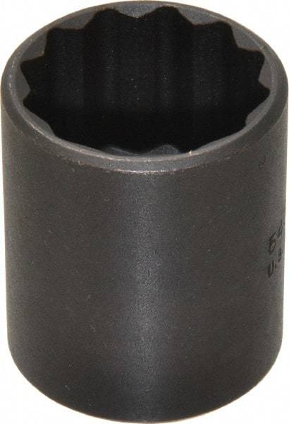 Proto - 1", 1/2" Drive, Standard Hand Socket - 12 Points, 1-9/16" OAL, Alloy Steel, Black Finish - Apex Tool & Supply