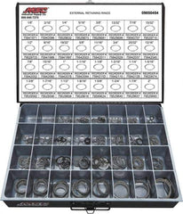 Value Collection - 665 Piece, 1/8 to 2", SpRing Assortment Steel, Snap External Retaining Ring Assortment - Includes Compartmented Case - Apex Tool & Supply