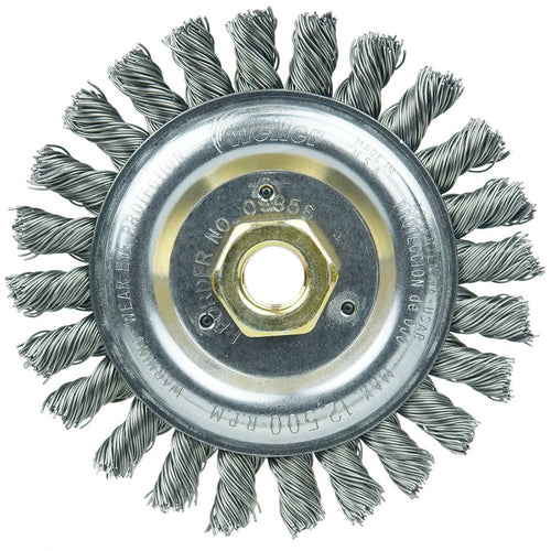 ‎Roughneck Jr. 5″ Filler Pass Weld Cleaning Brush, .023″ Steel Wire Fill, 5/8″-11 UNC Nut - Apex Tool & Supply