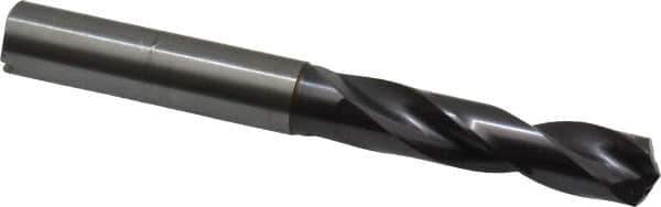 Guhring - 3/8" 140° Spiral Flute Solid Carbide Screw Machine Drill Bit - FIREX Finish, Right Hand Cut, 47mm Flute Length, 89mm OAL, SU Point, Straight Shank, Through Coolant - Apex Tool & Supply