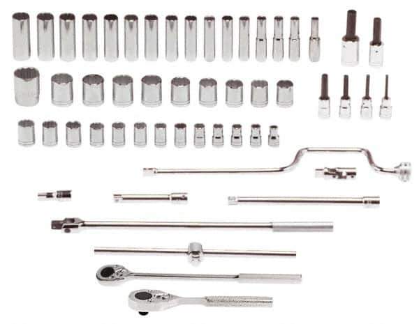 Proto - 54 Piece 1/2" Drive Standard Deep Socket Set - 12 Points, 10 to 32mm, Metric Measurement Standard - Apex Tool & Supply