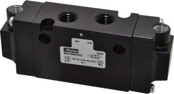 Parker - 1/4", 4-Way Body Ported Stacking Solenoid Valve - 1.4 CV Rate, 1.89" High x 4.7" Long - Apex Tool & Supply