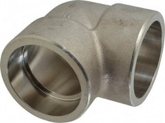 Merit Brass - 2" Grade 304 Stainless Steel Pipe 90° Elbow - Socket Weld x Socket Weld End Connections, 3,000 psi - Apex Tool & Supply