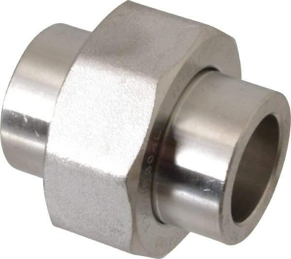 Merit Brass - 1/2" Grade 304 Stainless Steel Pipe Union - Socket Weld x Socket Weld End Connections, 3,000 psi - Apex Tool & Supply