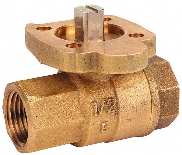 NIBCO - 1/2" Pipe, Full Port, Bronze Standard Ball Valve - 2 Piece, Inline - One Way Flow, FNPT x FNPT Ends, ISO Actuation Mount Handle, 600 WOG, 200 WSP - Apex Tool & Supply