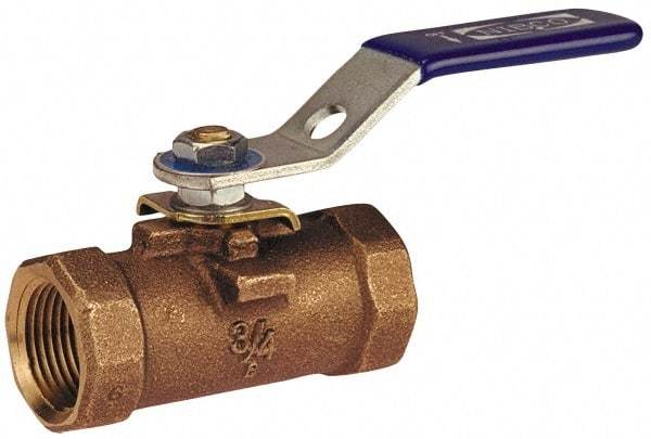 NIBCO - 1/4" Pipe, Reduced Port, Bronze Standard Ball Valve - 1 Piece, Inline - One Way Flow, FNPT x FNPT Ends, Lever Handle, 600 WOG - Apex Tool & Supply