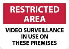 NMC - "Restricted Area - Video Surveillance in Use on These Premises", 10" Long x 14" Wide, Aluminum Safety Sign - Rectangle, 0.04" Thick, Use for Security & Admittance - Apex Tool & Supply