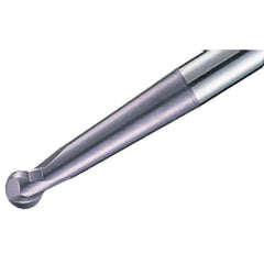 Iscar - 6mm Diam, 4.9mm LOC, 2 Flute Solid Carbide Ball End Mill - TiAlN Finish, Single End, 100mm OAL, 6mm Shank Diam, Spiral Flute - Apex Tool & Supply