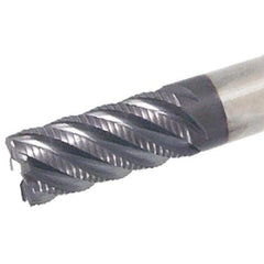 Iscar - 6mm Diam, Coarse Pitch, 14mm LOC, 4 Flute Solid Carbide 45° Corner Chamfer Roughing End Mill - TiAlN Finish, 57mm OAL, 6mm Shank Diam, Single End, 45° Helix - Apex Tool & Supply