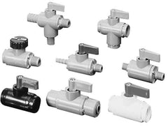 Specialty Mfr - 3/8" Pipe, PVC Standard Ball Valve - Inline - Two Way Flow, Push-to-Connect x Push-to-Connect Ends, Wedge Handle, 125 WOG - Apex Tool & Supply