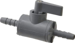 Specialty Mfr - 1/4" Pipe, PVC Standard Ball Valve - Inline - Two Way Flow, Barbed x Barbed Ends, Wedge Handle, 125 WOG - Apex Tool & Supply