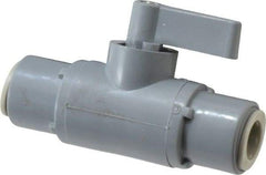 Specialty Mfr - 3/8" Pipe, PVC Standard Ball Valve - Inline - Two Way Flow, Push-to-Connect x Push-to-Connect Ends, Wedge Handle, 125 WOG - Apex Tool & Supply