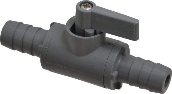 Specialty Mfr - 1/2" Pipe, PVC Standard Ball Valve - Inline - Two Way Flow, Barbed x Barbed Ends, Wedge Handle, 125 WOG - Apex Tool & Supply