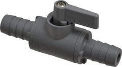 Specialty Mfr - 1/2" Pipe, PVC Standard Ball Valve - Inline - Two Way Flow, Barbed x Barbed Ends, Wedge Handle, 125 WOG - Apex Tool & Supply