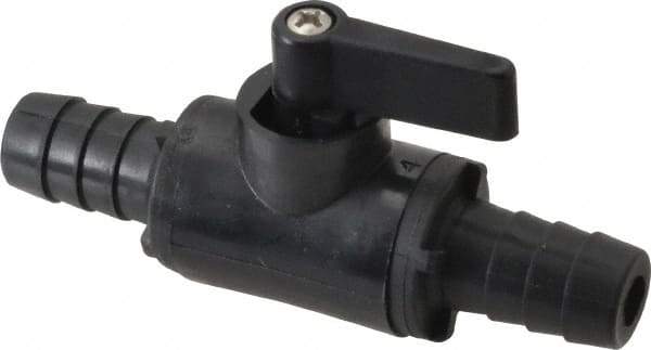Specialty Mfr - 1/2" Pipe, Nylon Standard Ball Valve - Inline - Two Way Flow, Barbed x Barbed Ends, Wedge Handle, 125 WOG - Apex Tool & Supply
