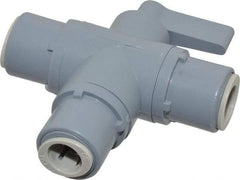 Specialty Mfr - 3/8" Pipe, PVC Standard Ball Valve - Three Way, Push-to-Connect x Push-to-Connect x Push-to-Connect Ends, Wedge Handle, 125 WOG - Apex Tool & Supply