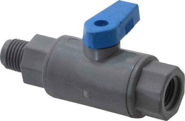 Specialty Mfr - 1/4" Pipe, PVC Standard Ball Valve - Inline - One Way Flow, MNPT x FNPT Ends, Wedge Handle, 125 WOG - Apex Tool & Supply