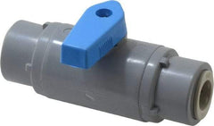 Specialty Mfr - 3/8" Pipe, PVC Standard Ball Valve - Inline - One Way Flow, Push-to-Connect x Push-to-Connect Ends, Wedge Handle, 125 WOG - Apex Tool & Supply