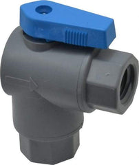 Specialty Mfr - 1/4" Pipe, PVC Standard Ball Valve - Right Angle, FNPT x FNPT Ends, Wedge Handle, 125 WOG - Apex Tool & Supply