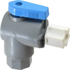 Specialty Mfr - 1/4" Pipe, PVC Standard Ball Valve - Right Angle, FNPT x Compression Ends, Wedge Handle, 125 WOG - Apex Tool & Supply