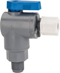 Specialty Mfr - 1/4" Pipe, PVC Standard Ball Valve - Right Angle, MNPT x Compression Ends, Wedge Handle, 125 WOG - Apex Tool & Supply