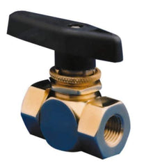 Specialty Mfr - 3/8" Pipe, Brass Standard Ball Valve - Three Way, FNPT x FNPT x FNPT Ends, Wedge Handle, 400 WOG - Apex Tool & Supply