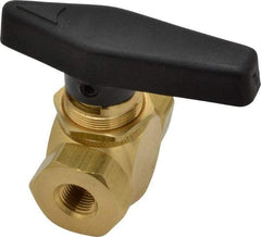 Specialty Mfr - 1/8" Pipe, Brass Standard Ball Valve - Inline - Two Way Flow, FNPT x FNPT Ends, Wedge Handle, 500 WOG - Apex Tool & Supply
