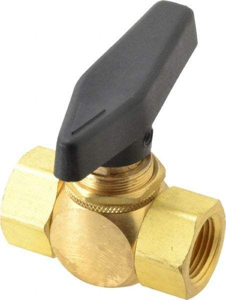 Specialty Mfr - 3/8" Pipe, Brass Standard Ball Valve - Inline - Two Way Flow, FNPT x FNPT Ends, Wedge Handle, 500 WOG - Apex Tool & Supply