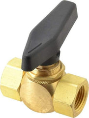 Specialty Mfr - 3/8" Pipe, Brass Standard Ball Valve - Inline - Two Way Flow, FNPT x FNPT Ends, Wedge Handle, 500 WOG - Apex Tool & Supply