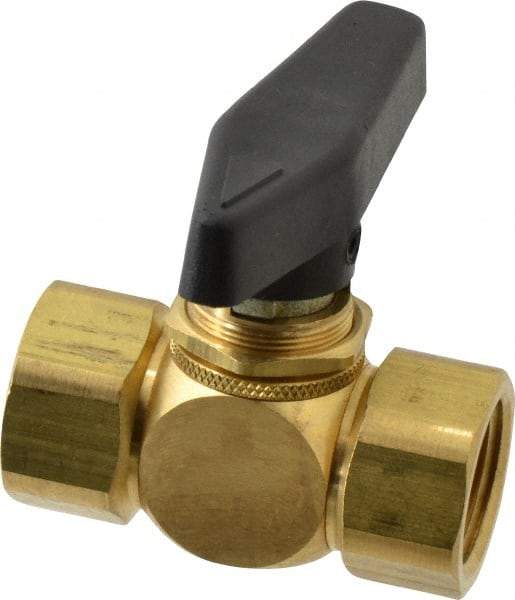 Specialty Mfr - 1/2" Pipe, Brass Standard Ball Valve - Inline - Two Way Flow, FNPT x FNPT Ends, Wedge Handle, 500 WOG - Apex Tool & Supply